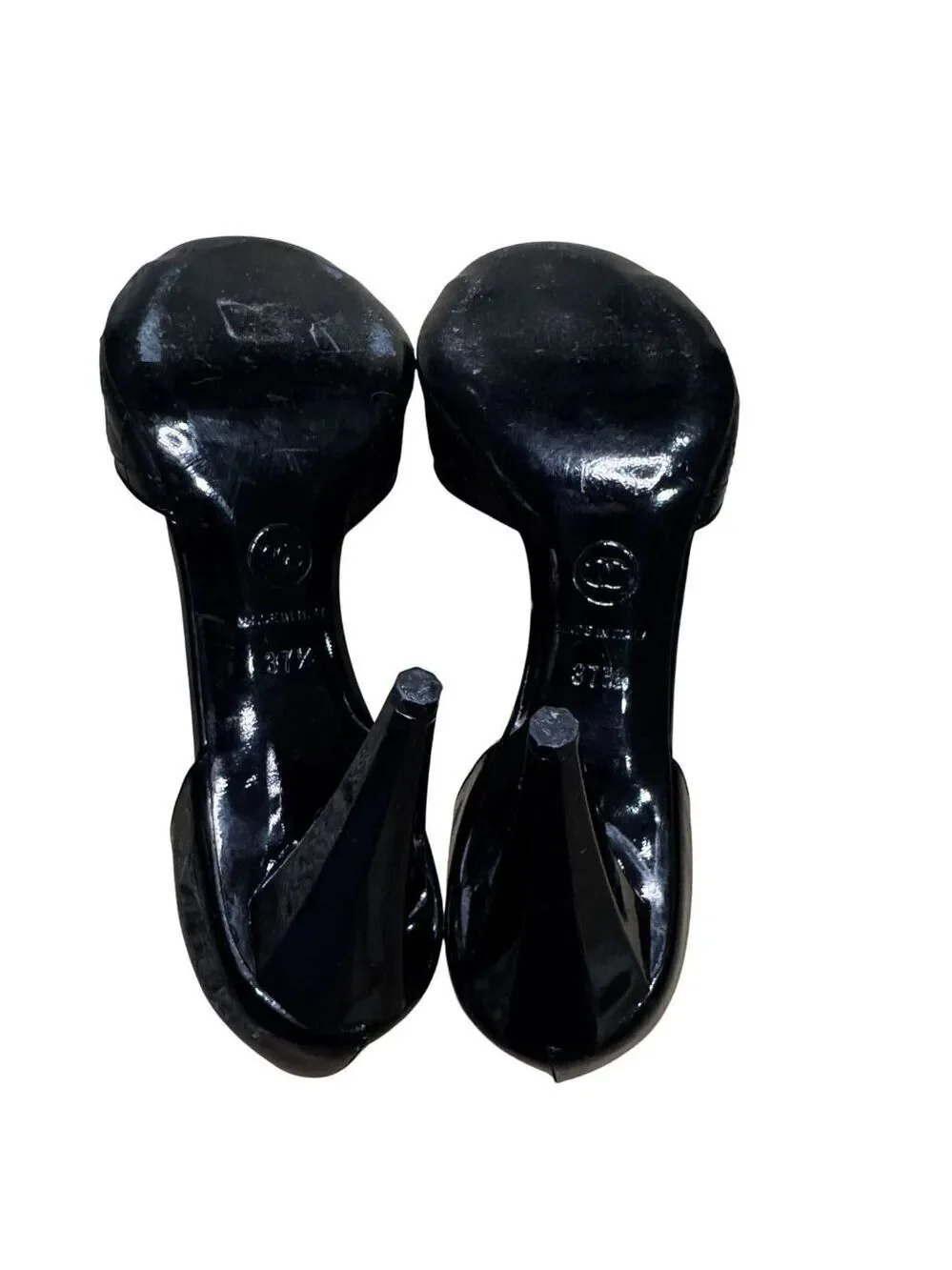Chanel Black Quilted D'Orsay Peep Toe Flower Pumps EU 37.5 MSRP $1,195